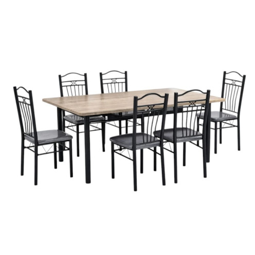 طاولة طعام خشبي بـ6 كراسي عالية الجوده150سم بعدة اللوان