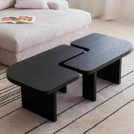 طقم طاولتين فاخره متداخله خشب قابله للفصل باللون الاسود 