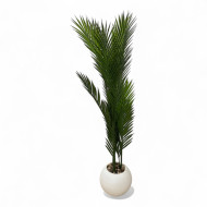 Artificial Arabica tree with white plastic pot and colored artificial pebbles