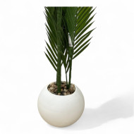 Artificial Arabica tree with white plastic pot and colored artificial pebbles