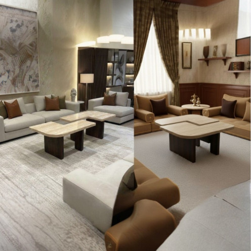 طقم طاولتين فاخره متداخله خشب قابله للفصل بعدة اللوان