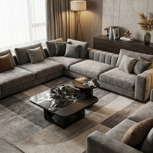  طقم طاولتين رخامي فاخر وعصري فاخر وانيق باللون الاسود 