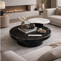  طقم طاولتين رخامي فاخر وعصري فاخر وانيق باللون الاسود والابيض 