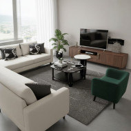 طقم طاولتين وسط  بتصميم رخام وخشب فاخر وانيق ابيض مع اسود 