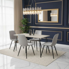 طاولة طعام خشب مع 4 كراسي مخمل بعدة الوان 120 سم 