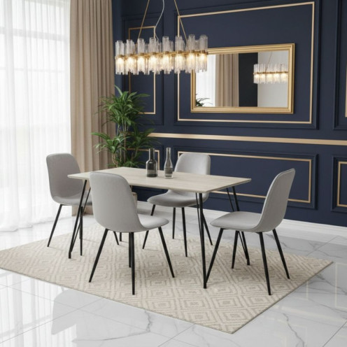 طاولة طعام خشب مع 4 كراسي مخمل  بعدة الوان 120*70*77 سم