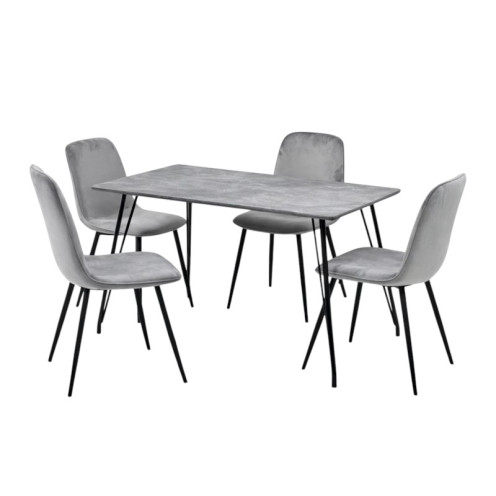 طاولة طعام خشب مع 4 كراسي مخمل  بعدة الوان 120*70*77 سم