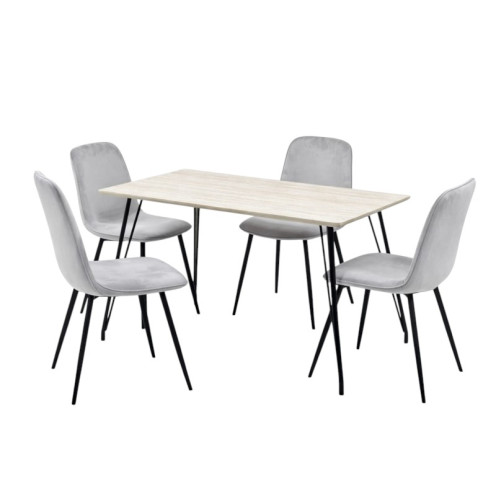 طاولة طعام خشب مع 4 كراسي مخمل  بعدة الوان 120*70*77 سم