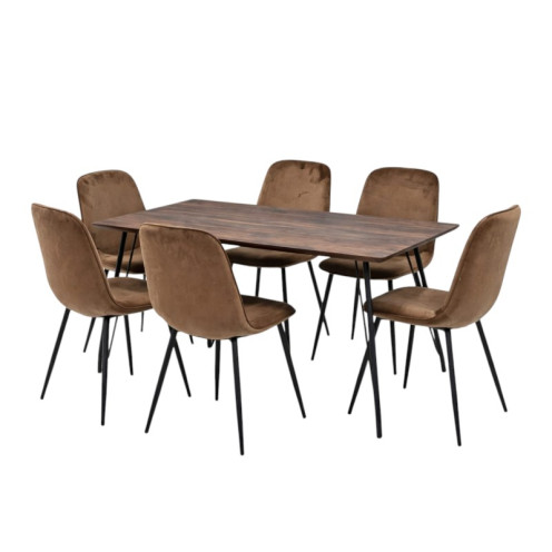 طاولة طعام خشب مع 6 كراسي مخمل بعدة الوان 150 سم