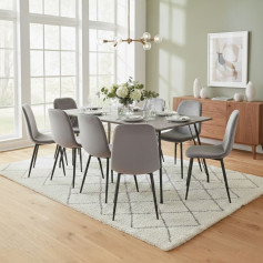 طاولة طعام خشب مع 8 كراسي مخمل بعدة الوان 180 سم