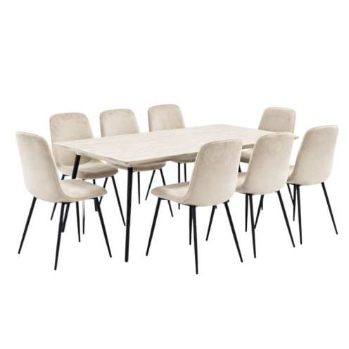 طاولة طعام خشب مع 8 كراسي مخمل بعدة الوان 180 سم