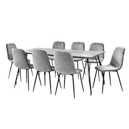 طاولة طعام خشب مع 8 كراسي مخمل بعدة الوان 180 سم