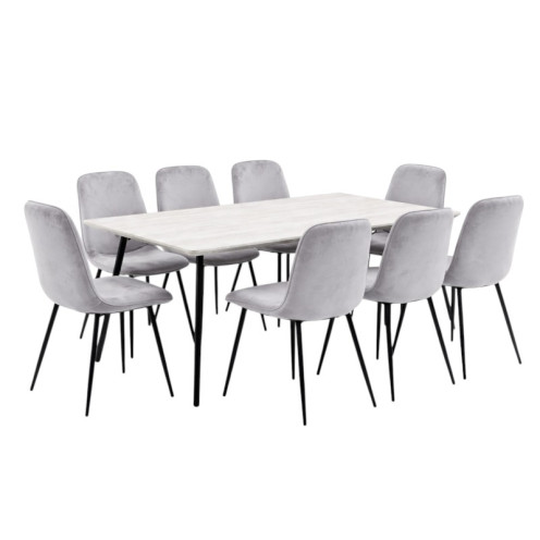 طاولة طعام خشب مع 8 كراسي مخمل بعدة الوان 180 سم