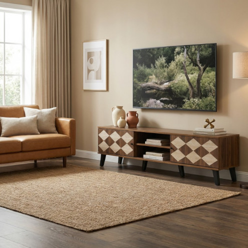 طاولة تلفزيون عصرية بتصميم هندسي وحديث - 160 سم