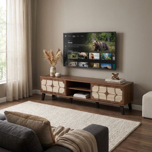 طاولة تلفزيون خشبي عصرية بتصميم انيق وحديث - 160 سم
