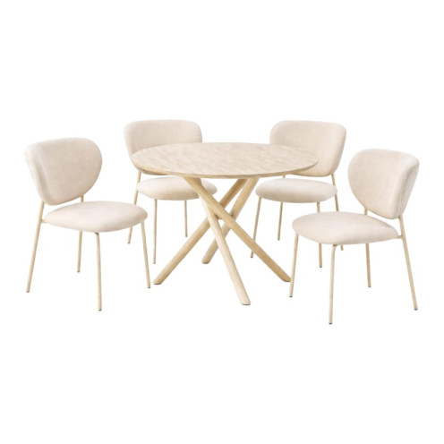  طقم طاولة طعام دائري مع 4 كراسي حديثة الشكل بعدة اللوان 