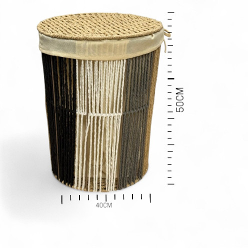 سله ملابس خوص ملون مع غطاء دائري من الخوص50*40 سله ملابس خوص ملون مع غطاء دائري من الخوص50*40