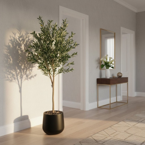 شجرة زيتون اصطناعية ( ارتفاع 180 سم ) حوض بلاستيك بعدة الوان