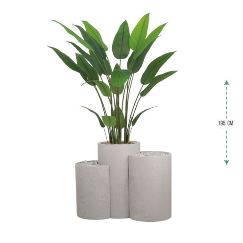 شجرة عصفورة الجنة اصطناعية ( ارتفاع 195 سم ) حوض فيبر بنافورة بعدة اللوان حديثة