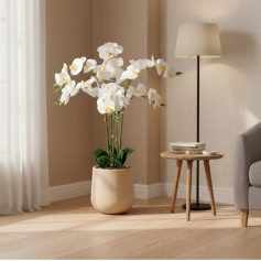 شتلة أوركيد اصطناعية ( ارتفاع 75 سم ) حوض بلاستيك بعدة اللوان