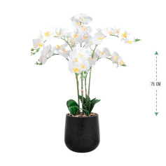 شتلة أوركيد اصطناعية ( ارتفاع 75 سم ) حوض بلاستيك بعدة اللوان