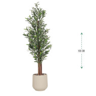 Artificial olive tree (155 cm tall) in a plastic pot, available in various colors