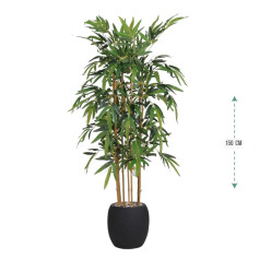 شجرة بامبو صناعية ( ارتفاع 150 سم ) حوض فيبر باللون الاسود