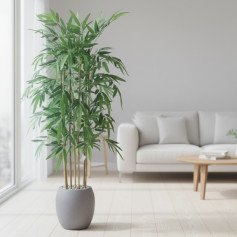 شجرة بامبو صناعية ( ارتفاع 150 سم ) حوض فيبر باللون الرمادي