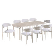 طاولة طعام رخام 8 كراسي بيج بجودة عالية وشكل عصري 220 *100*75 سم 