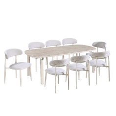 طاولة طعام رخام 8 كراسي بيج بجودة عالية وشكل عصري 220 *100*75 سم 