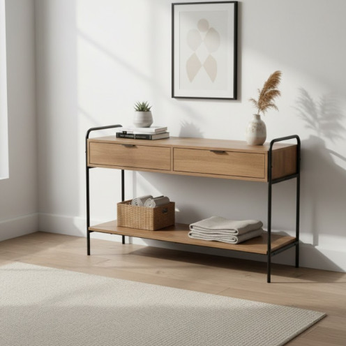 طاولة مدخل خشبية مع درجين مقاس 120*40 *75 سم