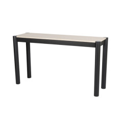  طاولة كونسول خشبية ومعدنية باللون الأسود مع سطح خشبي 140سم