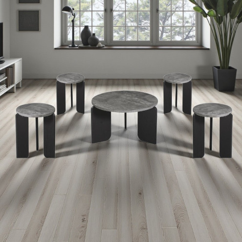 طقم طاولات شاي خشب 1+4 فاخرة وحديثة بعدة اللوان