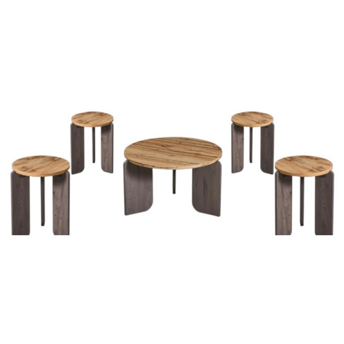 طقم طاولات شاي خشب 1+4 فاخرة وحديثة بعدة اللوان