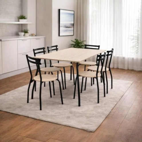 طاولة طعام مستطيله تســع لــ6 كراسي بعدة اللوان 