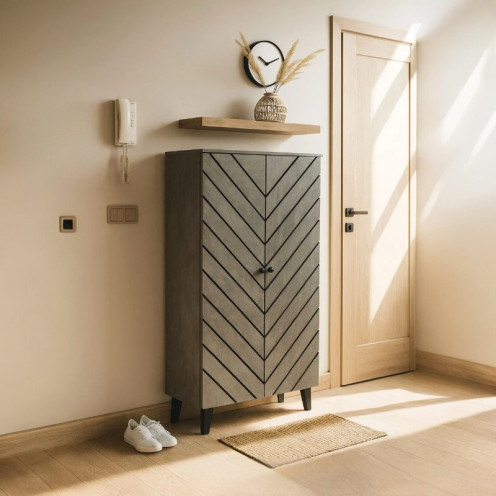 دولاب احذية خشب طويلة بابين 8 ارفف بعدة اللوان 