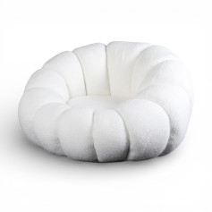 كرسي بوكليه  مفرد انيق دائري ابيض 100×95×68سم