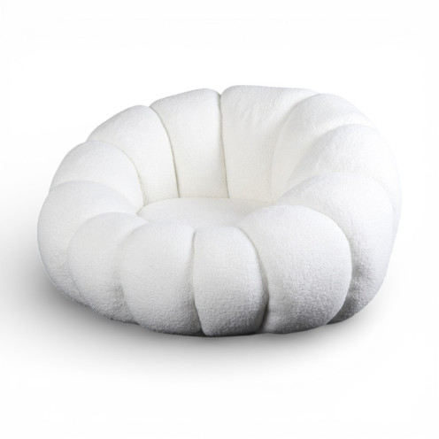 كرسي بوكليه  مفرد انيق دائري ابيض 100×95×68سم