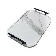 A luxurious and modern wooden serving tray in various colors.