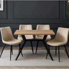 طاولة طعام 4 كراسي سطح خشب بقواعد حديد تصميم مميز بعدة اللوان