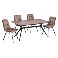 طاولة طعام 4 كراسي سطح خشب بقواعد حديد تصميم مميز بعدة اللوان