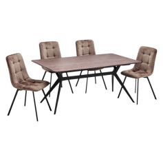 طاولة طعام 4 كراسي سطح خشب بقواعد حديد تصميم مميز بعدة اللوان