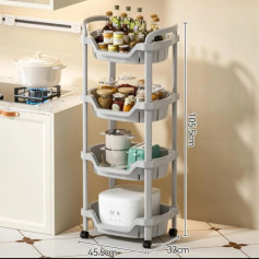 ارفف مطبخ بلاستيك 4 دور باللون الرمادي عالي الجودة 