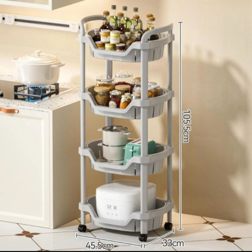 ارفف مطبخ بلاستيك 4 دور باللون الرمادي عالي الجودة 