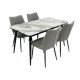 طاولة طعام رخام بتصميم مميز - 4 كرسي - رمادي 