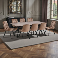 Brown wooden dining table with 8 chairs, 180*90*75 cm
