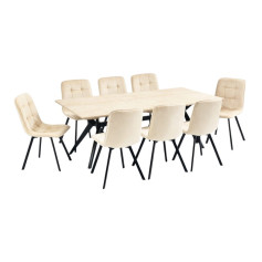 طاولة طعام خشب بني 8 كراسي 180*90*75 سم بعدة الوان 