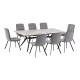 Brown wooden dining table with 8 chairs, 180*90*75 cm