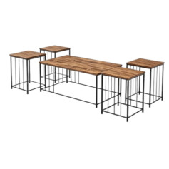 طقم طاولات شاي خشب بتصميم مميز بعدة اللوان- 5 قطع