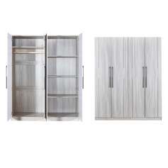 دولاب ملابس اربع ابواب خشب فاخر باللون الرمادي الفاتح 